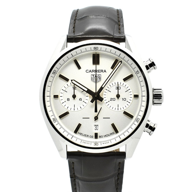 タグホイヤー　TAG HEUER　カレラ キャリバーホイヤー02 クロノグラフ　CBN2013.FC6483　シルバー　42mm　USED　中古