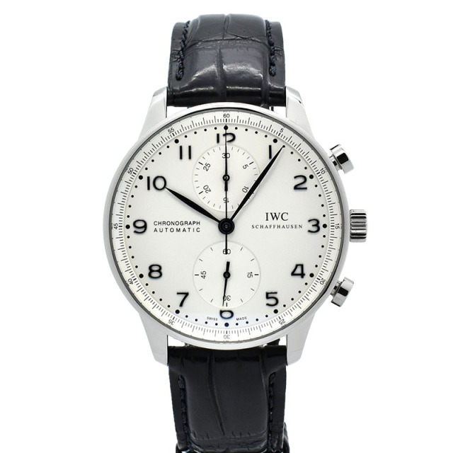 IWC　ポルトギーゼ クロノグラフ　IW371446　シルバー　青針　41mm　USED　中古