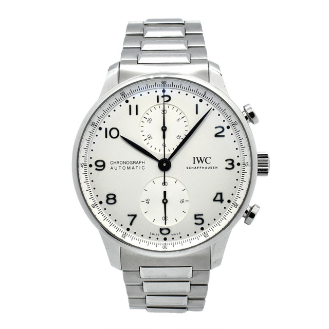 IWC ポルトギーゼ クロノグラフ IW371617 シルバー 青針 41mm USED 中古