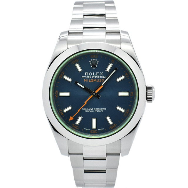 ロレックス　ROLEX　ミルガウス　Ref.116400GV　Zブルー　グリーンガラス　40mm　USED　中古