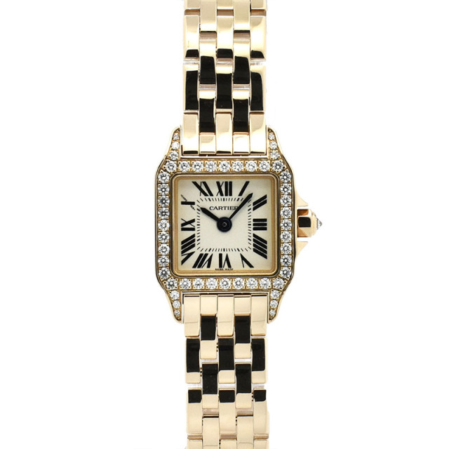カルティエ CARTIER ミニサントスドゥモワゼル ベゼルダイヤ WF9011Z8 24×18.7mm 18KPG クォーツ USED 中古