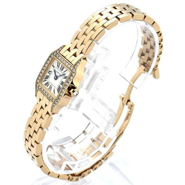 カルティエ CARTIER ミニサントスドゥモワゼル ベゼルダイヤ WF9011Z8 24×18.7mm 18KPG クォーツ USED 中古