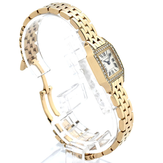 カルティエ CARTIER ミニサントスドゥモワゼル ベゼルダイヤ WF9011Z8 24×18.7mm 18KPG クォーツ USED 中古