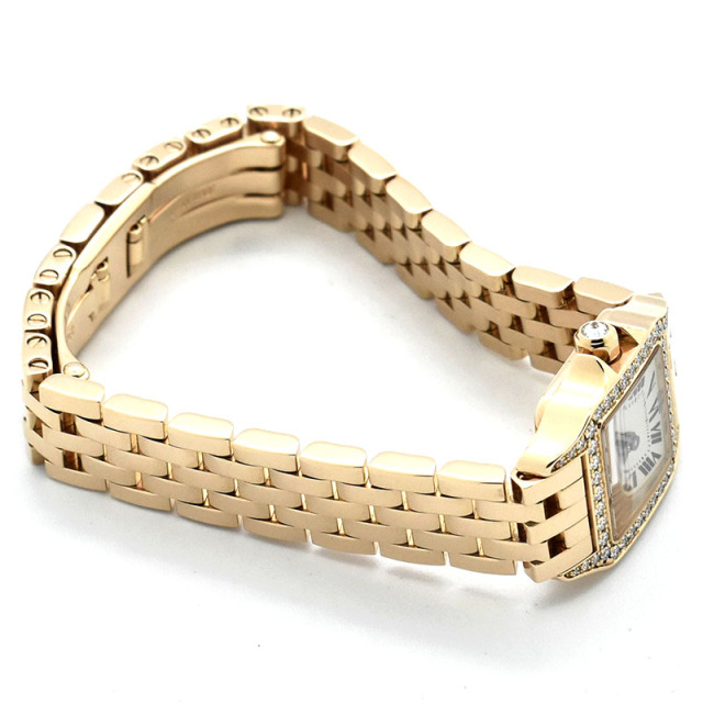 カルティエ CARTIER ミニサントスドゥモワゼル ベゼルダイヤ WF9011Z8 24×18.7mm 18KPG クォーツ USED 中古