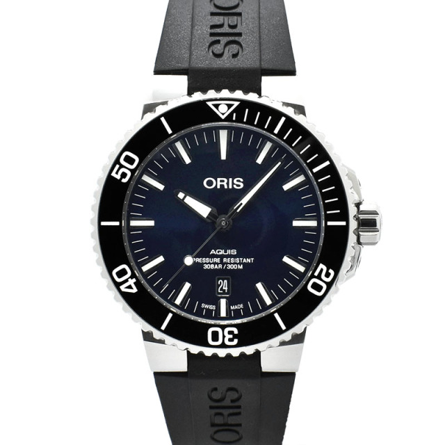 オリス　ORIS　アクイス デイト　733 7730 4135R　43.5mm　ブルー　USED　中古