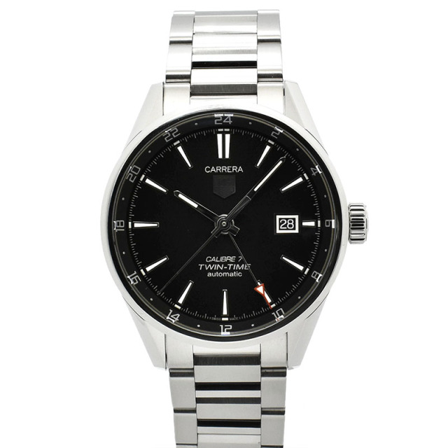 タグホイヤー　TAG HEUER　カレラ ツインタイム　WAR2010.BA0723　キャリバー7　ブラック　41mm　USED　中古