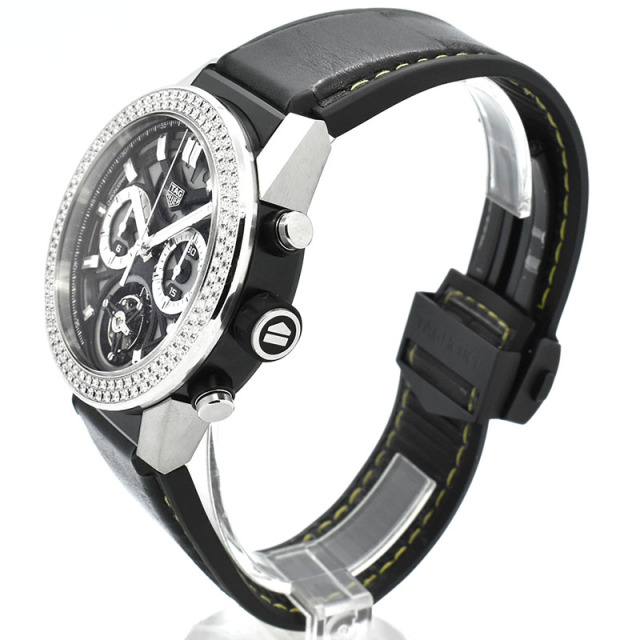 タグホイヤー TAG HEUER カレラ ホイヤー02T トゥールビヨン ベゼルダイヤモンド CAR5A80.FC6377 45mm USED 中古