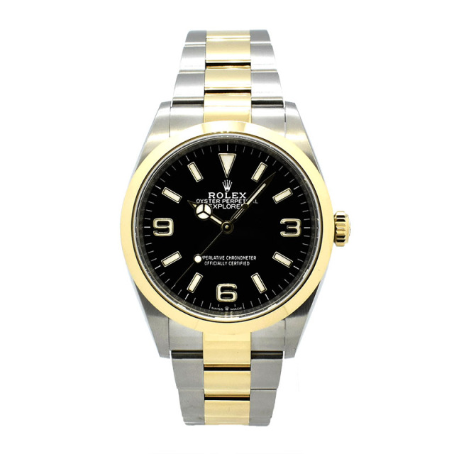 ロレックス　ROLEX　エクスプローラー36　Ref.124273　36mm　ブラック　18KYG/SS　USED　中古