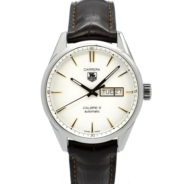 タグホイヤー　TAG HEUER　カレラ デイデイト キャリバー5　WAR201D.FC6291　41mm　SS　シルバー　USED　中古