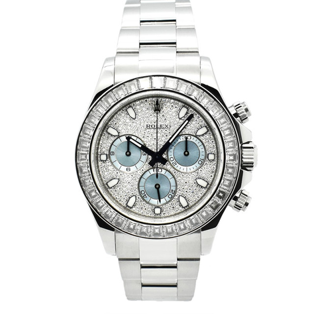 ロレックス　ROLEX　デイトナ　Ref.116576TBR　パヴェダイヤ/アイスブルー　バゲットダイヤベゼル　USED　中古