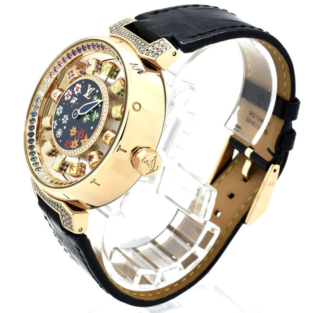 ルイヴィトン LOUIS VUITTON タンブール スピンタイム エアー Q1EGIY 日本限定 42.5mm 18KPG USED 中古