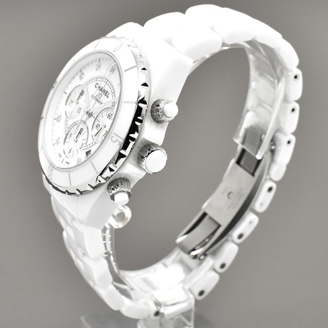 シャネル CHANEL J12 クロノグラフ ホワイトセラミック Ref.H2009 9Pダイヤ 自動巻 41mm USED 中古