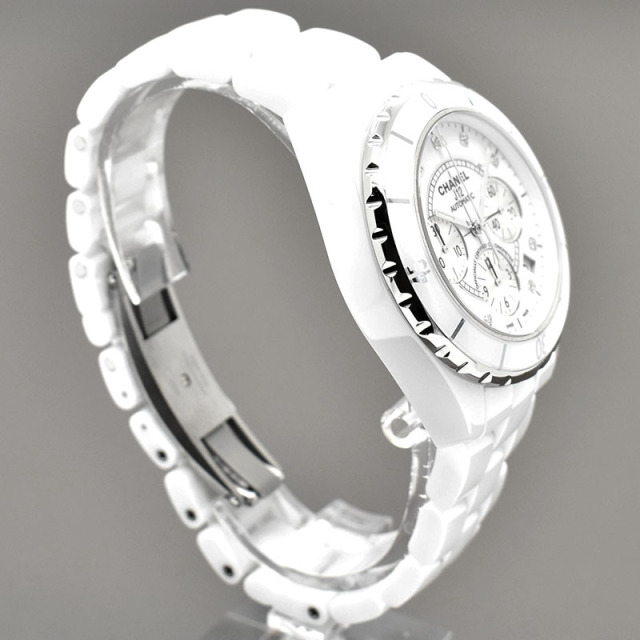 シャネル CHANEL J12 クロノグラフ ホワイトセラミック Ref.H2009 9Pダイヤ 自動巻 41mm USED 中古