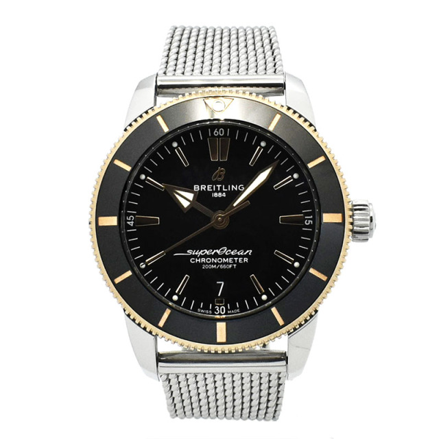 ブライトリング BREITLING スーパーオーシャンヘリテージ B20 オートマティック 44 UB2030121B1A1 SS/18KRG ブラック USED 中古
