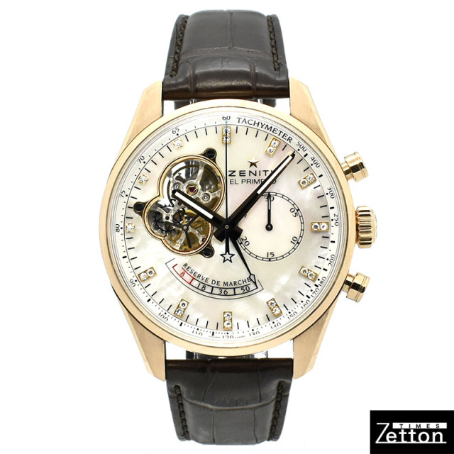 ゼニス　ZENITH　エルプリメロ クロノマスターオープン パワーリザーブ　18.2080.4021　ホワイトシェル/21Pダイヤ　18KRG　42mm　USED　中古
