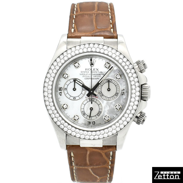 ロレックス ROLEX デイトナ Ref.116589RBR 18KWG ダイヤベゼル ホワイトシェル/8Pダイヤ 40mm V番 USED 中古