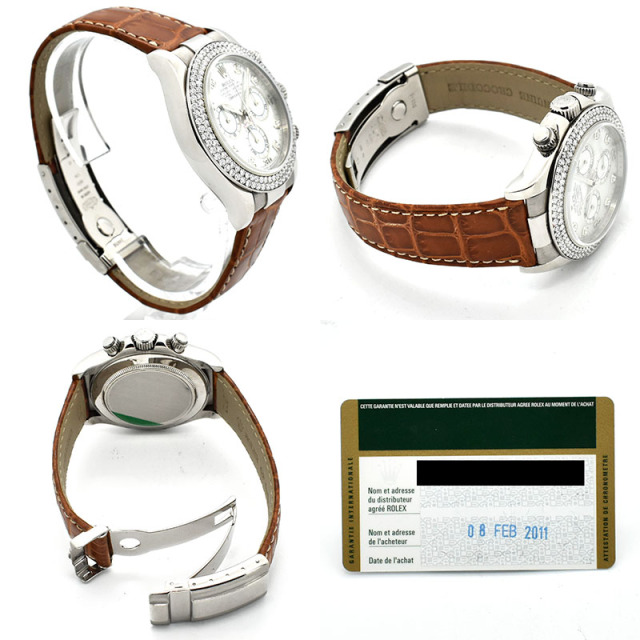 ロレックス ROLEX デイトナ Ref.116589RBR 18KWG ダイヤベゼル ホワイトシェル/8Pダイヤ 40mm V番 USED 中古