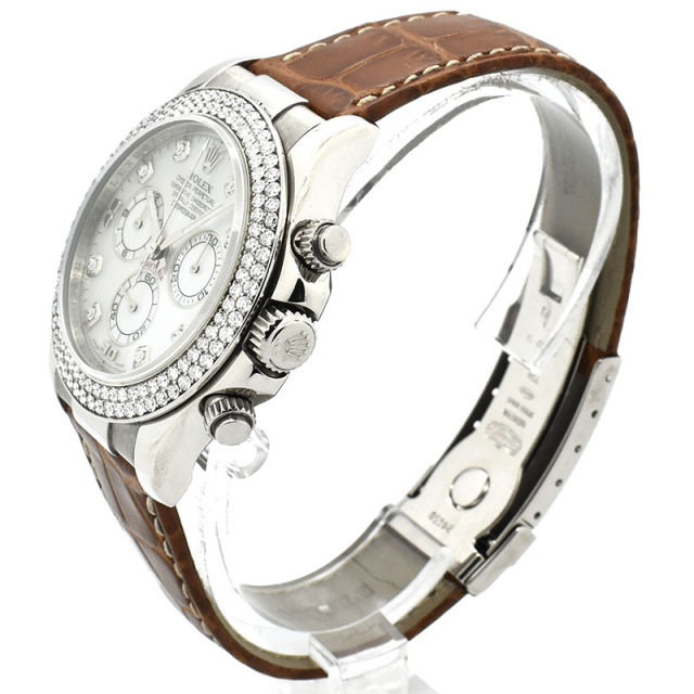 ロレックス ROLEX デイトナ Ref.116589RBR 18KWG ダイヤベゼル ホワイトシェル/8Pダイヤ 40mm V番 USED 中古
