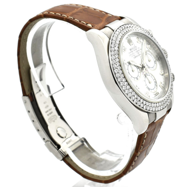 ロレックス ROLEX デイトナ Ref.116589RBR 18KWG ダイヤベゼル ホワイトシェル/8Pダイヤ 40mm V番 USED 中古