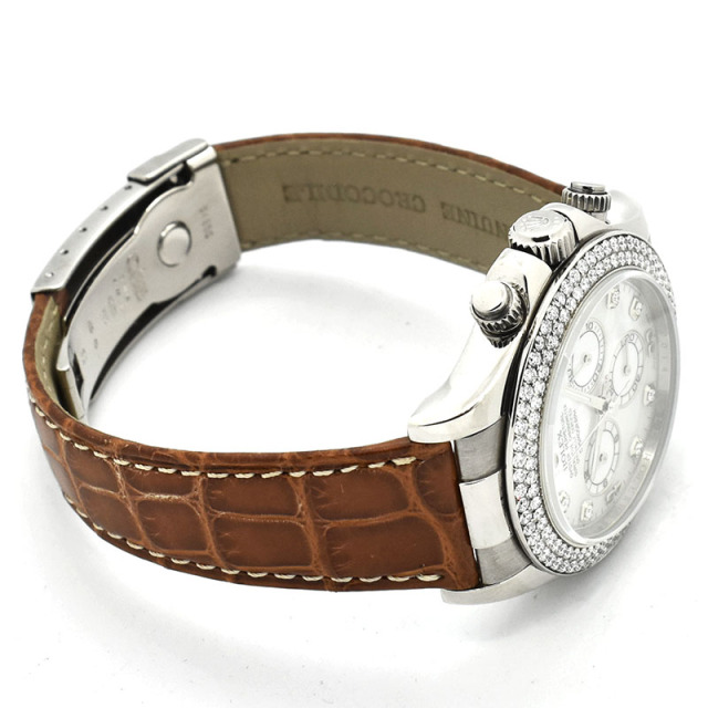 ロレックス ROLEX デイトナ Ref.116589RBR 18KWG ダイヤベゼル ホワイトシェル/8Pダイヤ 40mm V番 USED 中古