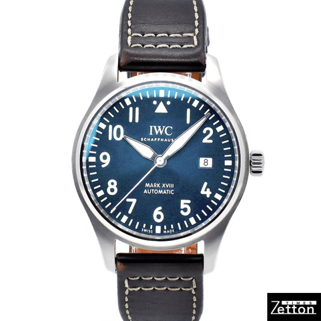 IWC　パイロットウォッチ　マーク18 プティ・プランス　IW327004　ブルー　革ベルト　40mm　USED　中古