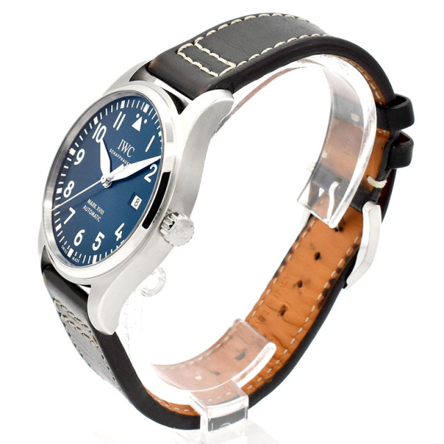 IWC パイロットウォッチ マーク18 プティ・プランス IW327004 ブルー 革ベルト 40mm USED 中古