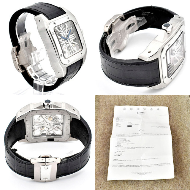 カルティエ CARTIER サントス100 XL スケルトン W2020018 パラジウム 46.5×54.9mm USED 中古