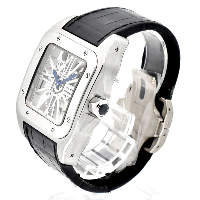 カルティエ CARTIER サントス100 XL スケルトン W2020018 パラジウム 46.5×54.9mm USED 中古