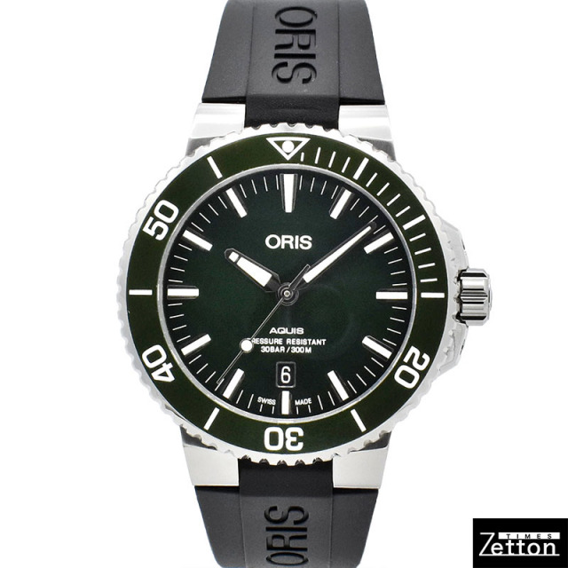 オリス　ORIS　アクイス デイト　733 7730 4157R　グリーン　43.5mm　USED　中古