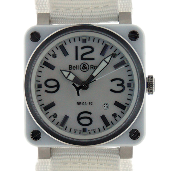 ベル＆ロス　BELL＆ROSS　アビエーター　BR03-92　42mm　ホワイトセラミック　自動巻　シェル　新品