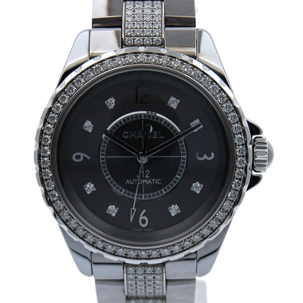 シャネル　CHANEL　J12　クロマティック　ダイヤモンドブレスレット　H3106　メンズ　38mm　グレー　USED　中古