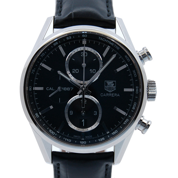 タグホイヤー　TAG HEUER　カレラクロノ　キャリバー1887　CAR2110.FC6266　41mm　SS　ブラック　自動巻　革ベルト　USED　中古