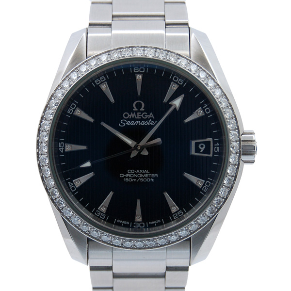 オメガ　OMEGA　シーマスター　アクアテラ　ダイヤベゼル　231.15.39.21.51.001　メンズ　38,5mm　SS　ブラック　USED　中古