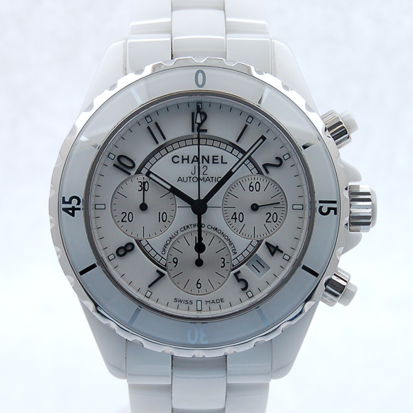 シャネル　CHANEL　J12　ホワイトセラミック　クロノグラフ　H1007　メンズ　自動巻　41mm　200m防水　USED　中古