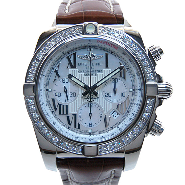 ブライトリング　BREITLING　クロノマット44　ベゼルダイヤ　革　AB0110　USED　中古
