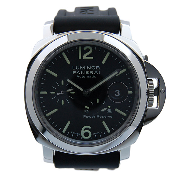 パネライ　PANERAI　ルミノールパワーリザーブ　44mm　PAM00090　自動巻　SS　ブラック　ラバーベルト　USED　中古