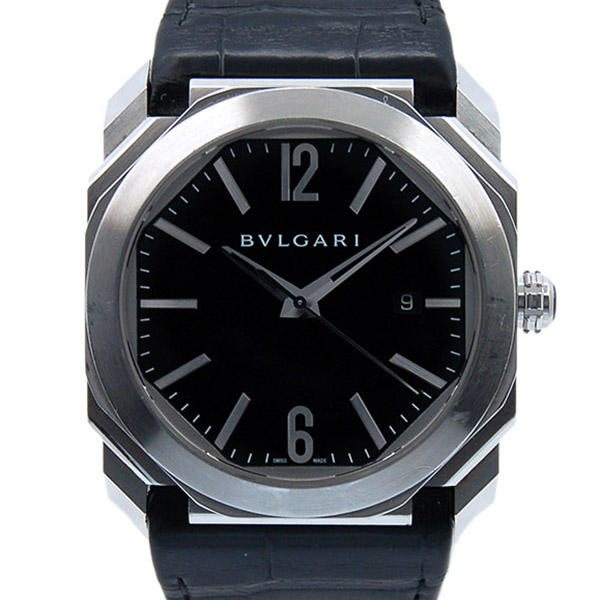 ブルガリ　BVLGARI　オクト　BGO41BSLD　41mm　ブラック　自動巻　革ベルト　USED　中古