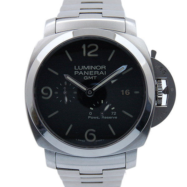 パネライ　PANERAI　ルミノール1950　3デイズ　GMTパワーリザーブ　PAM00347　SS　44mm　ブラック　自動巻　O番　USED　中古