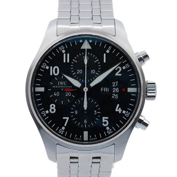 IWC　パイロットウォッチクロノ　IW377704　デイデイト　SS　ブラック　自動巻　USED　中古