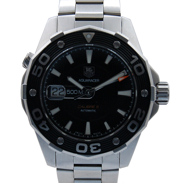 タグホイヤー　TAG HEUER　アクアレーサー　キャリバー5　WAJ2110.BA0870　自動巻　SS　ブラック　500m防水　USED　中古