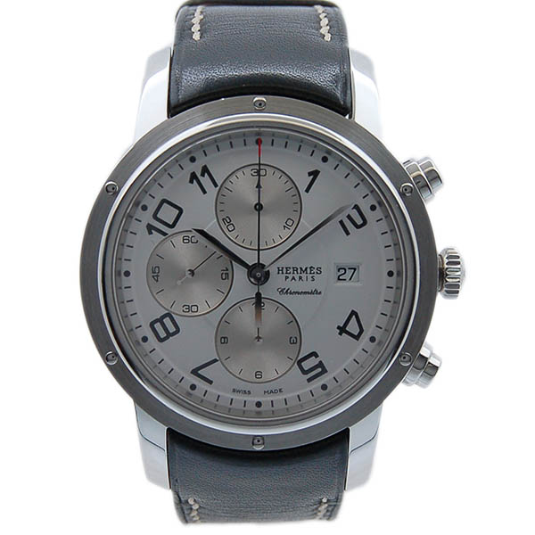 エルメス　HERMES　クリッパークロノ　メカニカル　CP1.910.130.VBN　メンズ　自動巻　ホワイト　USED　中古