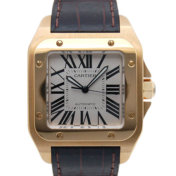 カルティエ　CARTIER　サントス100　W20071Y1　18KYG　自動巻　革ベルト　USED　中古