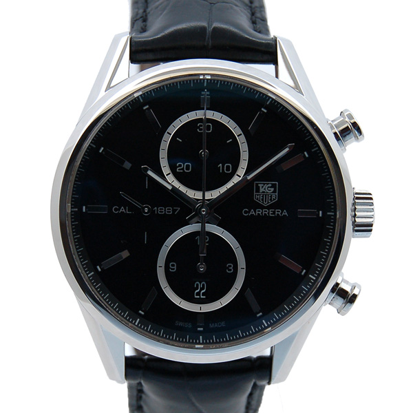 タグホイヤー　TAG HEUER　カレラクロノ　キャリバー1887　CAR2110.FC6266　41mm　SS　ブラック　革ベルト　USED　中古