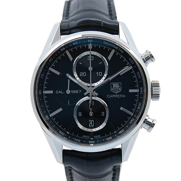 タグホイヤー　TAG HEUER　カレラクロノ　キャリバー1887　CAR2110.FC6266　41mm　SS　ブラック　革ベルト　USED　中古