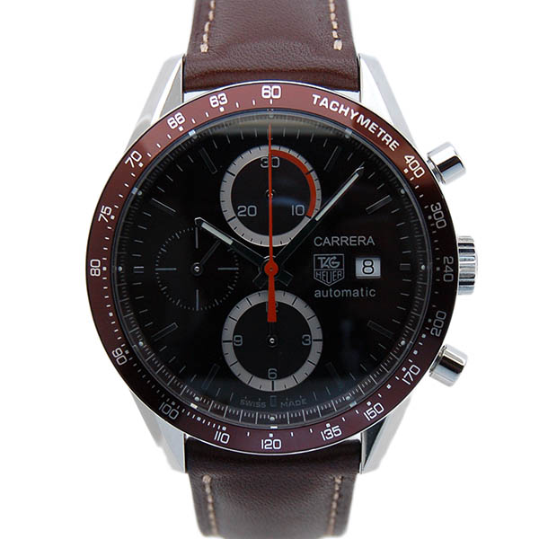 タグホイヤー　TAG HEUER　カレラ　タキメトリック　CV2013.FC6206　自動巻　ブラウン　革ベルト　USED　中古