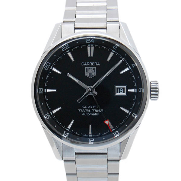 タグホイヤー　TAG HEUER　カレラ　ツインタイム　WAR2010.BA0723　キャリバー7　SS　ブラック　USED　中古