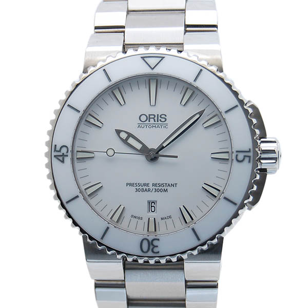 オリス　ORIS　アクイス　デイト　733 7653 4156M　SS　ホワイト　USED　中古
