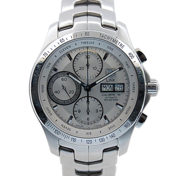 タグホイヤー　TAG HEUER　リンククロノ　デイデイト　LINK　タキメーター　CJF211B.BA0594　シルバー　USED　中古