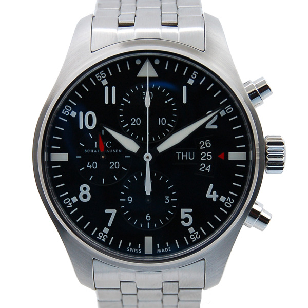IWC　パイロットウォッチクロノ　IW377704　デイデイト　SS　ブラック　自動巻　USED　中古