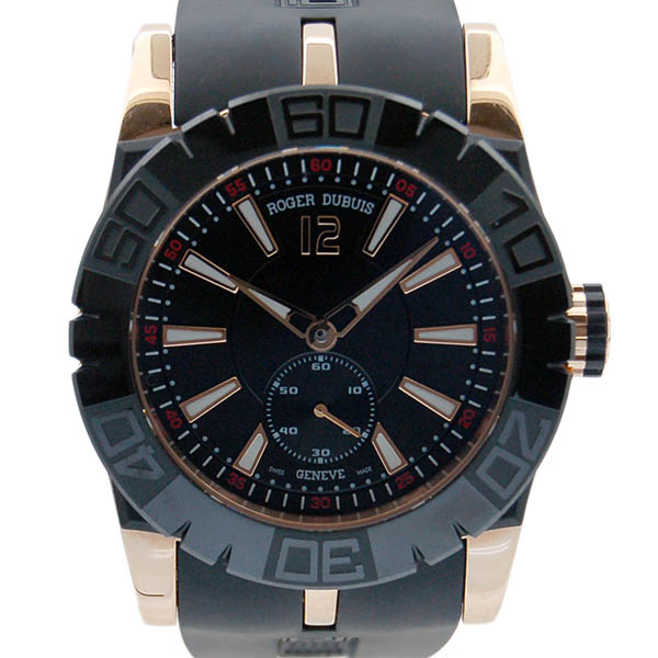ロジェ・デュブイ　ROGER DUBUIS　ニューイージーダイバー　DBSE0281  ブラック　46mm　300m防水　18KRG　革ベルト　日本限定28本　USED　中古